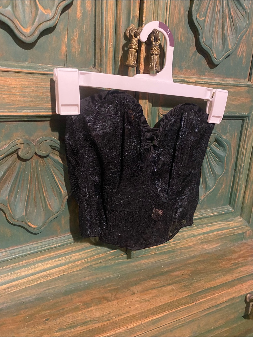 Victoria's Secret Black with dark blue undertones Lace Bustier Corset Top